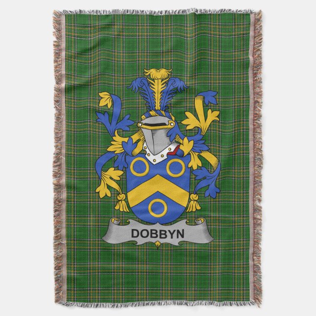  Irish Dobbyn Coat of Arms Family Crest Ireland Throw Blanket (Front Vertical)