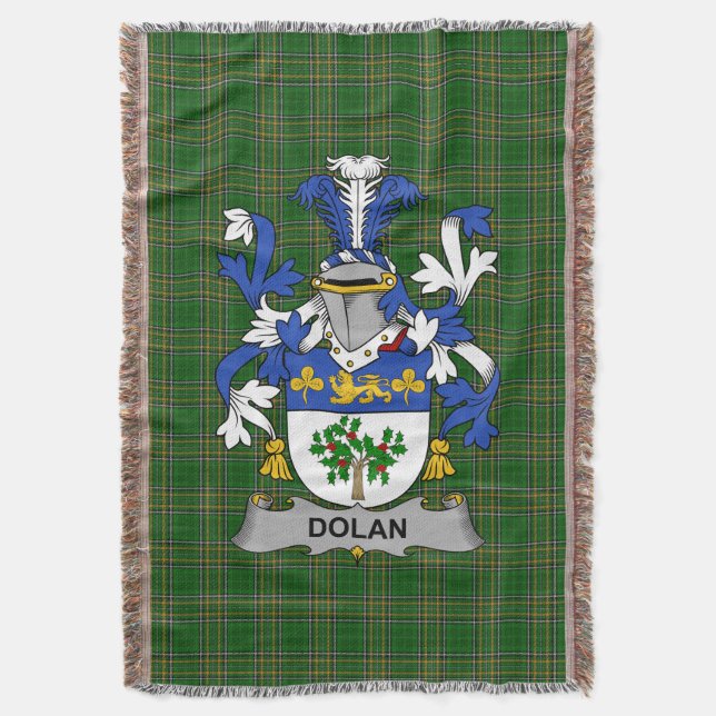  Irish Dolan or O_Dolan Coat of Arms Family Crest  Throw Blanket (Front Vertical)