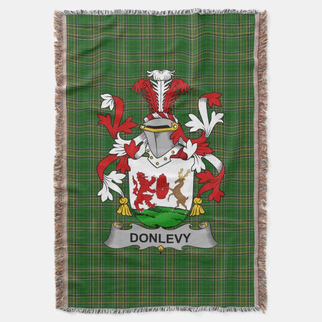  Irish Donlevy or O_Donlevy Coat of Arms Family Cr Throw Blanket (Front Vertical)