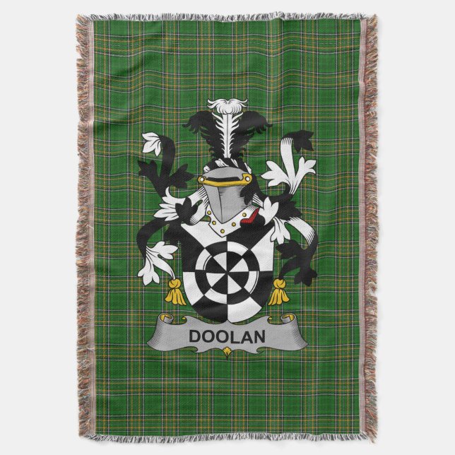  Irish Doolan or O_Doolan Coat of Arms Family Cres Throw Blanket (Front Vertical)
