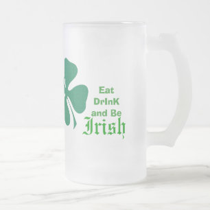 Irish drinking frosted glass beer mug