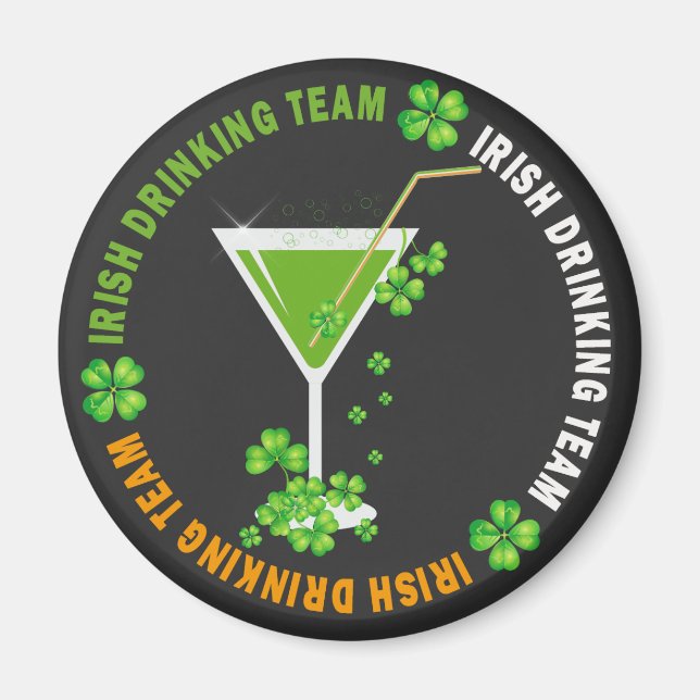 Irish Drinking Team Shamrock Cocktail Magnet (Front)