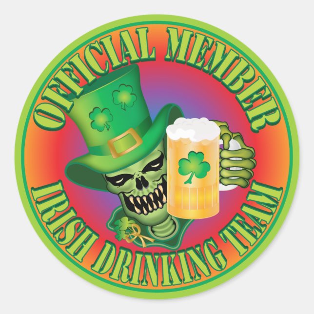 Irish Drinking Team Skull.ai Classic Round Sticker (Front)