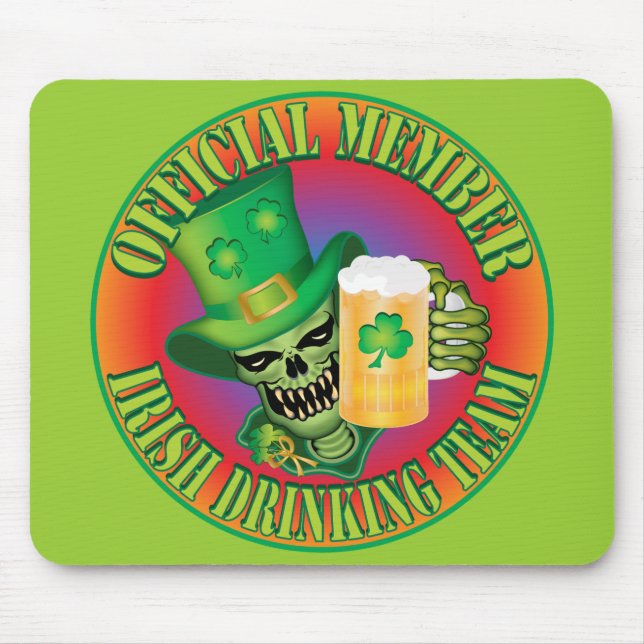 Irish Drinking Team Skull Mouse Mat (Front)