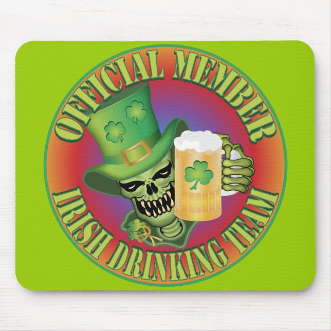 Irish Drinking Team Skull Mouse Mat (Front)