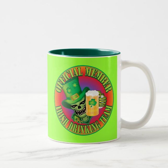 Irish Drinking Team Skull Two-Tone Coffee Mug (Right)