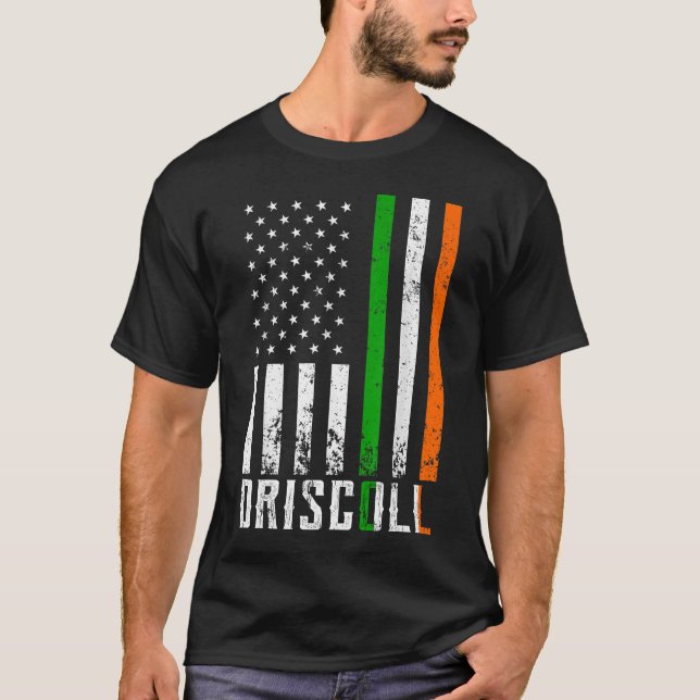 Irish DRISCOLL Family American Flag Ireland Flag T-Shirt (Front)