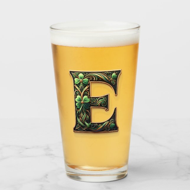 Irish E Monogram pint glass (Front Filled)