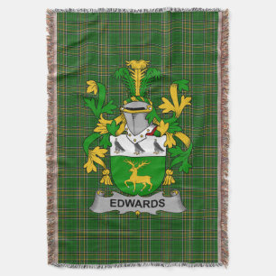 Irish Edwards Coat of Arms Family Crest Ireland Throw Blanket