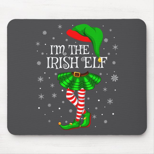 Irish Elf Christmas Matching Family Women Girls El Mouse Mat (Front)
