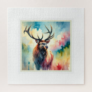 Irish Elk 170724AREF101 - Watercolor Jigsaw Puzzle