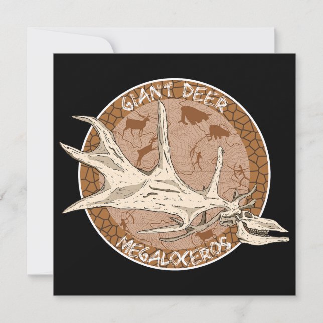 Irish Elk Paleoart Megaloceros Skull Invitation (Front)