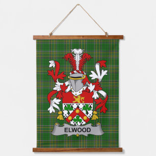 Irish Elwood Coat of Arms Family Crest Hanging Tapestry