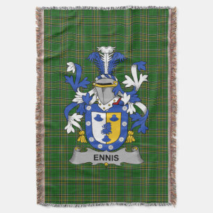 Irish Ennis Coat of Arms Family Crest Ireland Throw Blanket