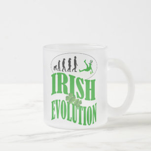 Irish evolution frosted glass coffee mug