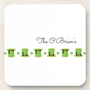 Irish Family NAME Shamrock Green Hat Ireland  Coaster