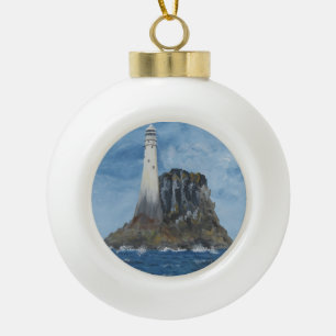 Irish Fastnet Lighthouse, County Cork, Ireland  Tr Ceramic Ball Christmas Ornament