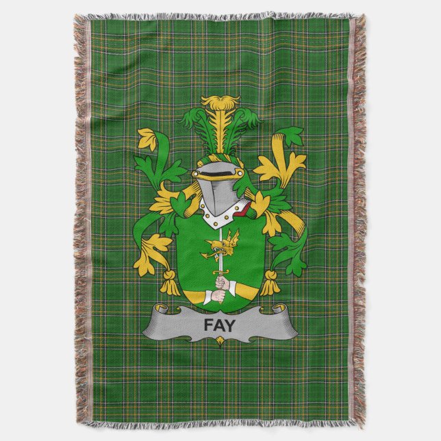  Irish Fay or O_Fee Coat of Arms Family Crest Irel Throw Blanket (Front Vertical)