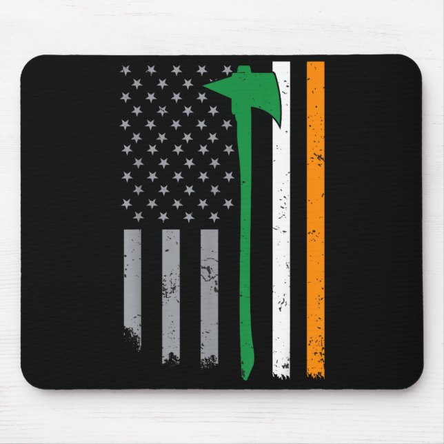 Irish Firefighter American Flag Cool St Patricks D Mouse Mat (Front)