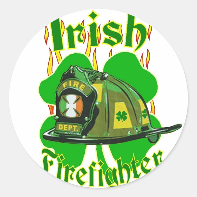 Irish firefighter classic round sticker (Front)