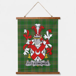 Irish Fitz-Edmonds Coat of Arms Family Crest Hanging Tapestry