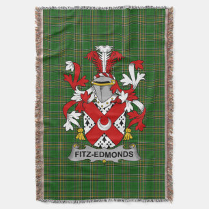 Irish Fitz-Edmonds Coat of Arms Family Crest Irel Throw Blanket