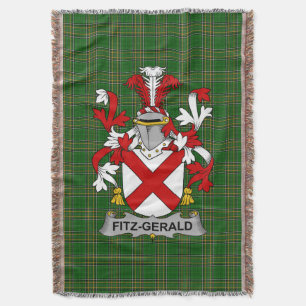 Irish Fitz-Gerald Coat of Arms Family Crest Irela Throw Blanket