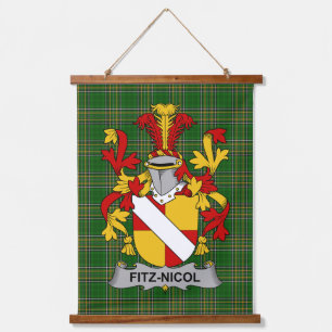 Irish Fitz-Nicol Coat of Arms Family Crest Hanging Tapestry