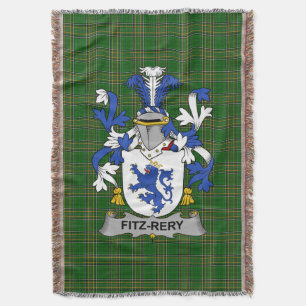  Irish Fitz-Rery Coat of Arms Family Crest Ireland Throw Blanket