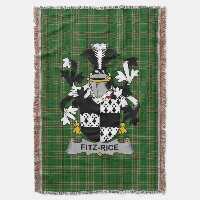  Irish Fitz-Rice Coat of Arms Family Crest Ireland Throw Blanket (Front Vertical)
