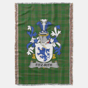  Irish Fitz-Rith Coat of Arms Family Crest Ireland Throw Blanket