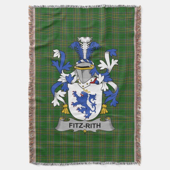  Irish Fitz-Rith Coat of Arms Family Crest Ireland Throw Blanket (Front Vertical)