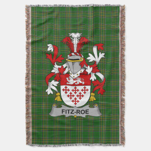  Irish Fitz-Roe Coat of Arms Family Crest Ireland Throw Blanket