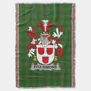 Irish Fitz-Simons Coat of Arms Family Crest Irela Throw Blanket