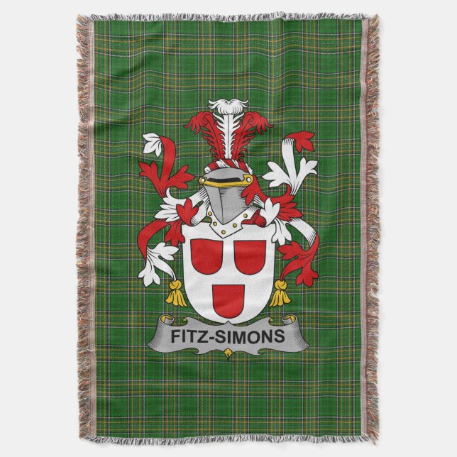  Irish Fitz-Simons Coat of Arms Family Crest Irela Throw Blanket (Front Vertical)