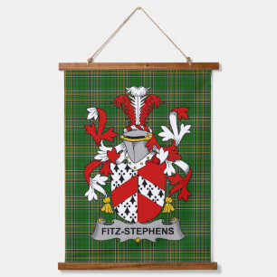 Irish Fitz-Stephens Coat of Arms Family Crest Hanging Tapestry