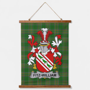 Irish Fitz-William Coat of Arms Family Crest Hanging Tapestry