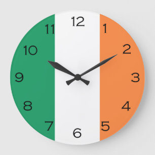 Irish Flag Black Numbers WC arc2 Large Clock
