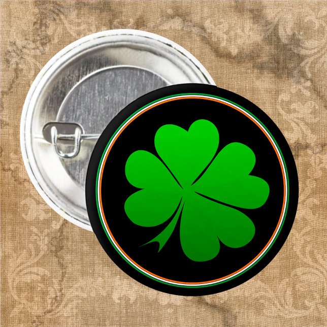 Irish Flag Button, Lucky Clover Ireland / St Paddy 3 Cm Round Badge (Creator Uploaded)