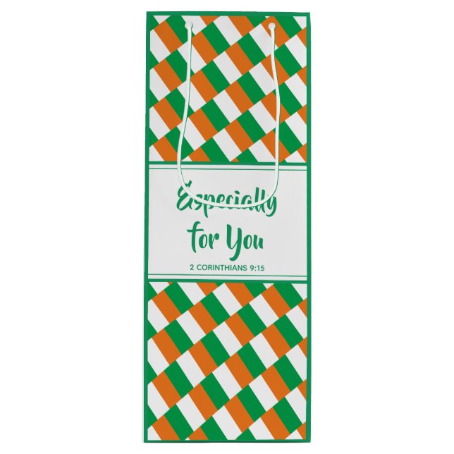 IRISH FLAG | Christian Bible Verse Wine Gift Bag (Front)