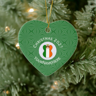 Irish Flag Christmas Angel Name Year Heart Ceramic Tree Decoration