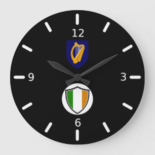 Irish flag-coat arms large clock
