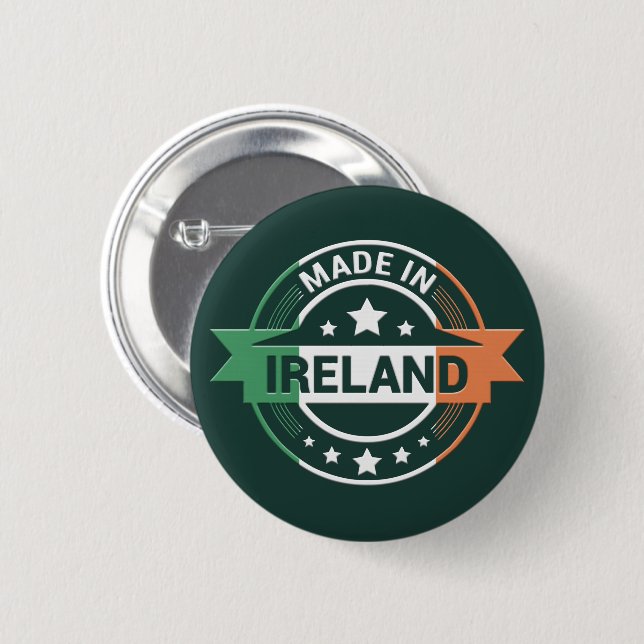Irish Flag Colours Made in Ireland St. Patrick 6 Cm Round Badge (Front & Back)