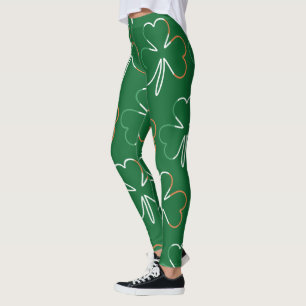 Irish Flag Colours Shamrocks Clovers St. Patrick Leggings