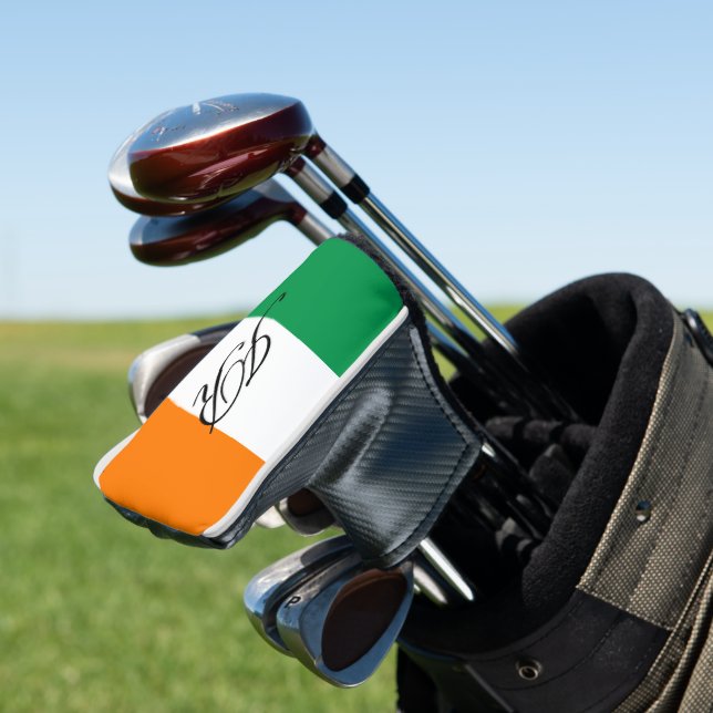 Irish flag custom initial golf head putter cover (In Situ)