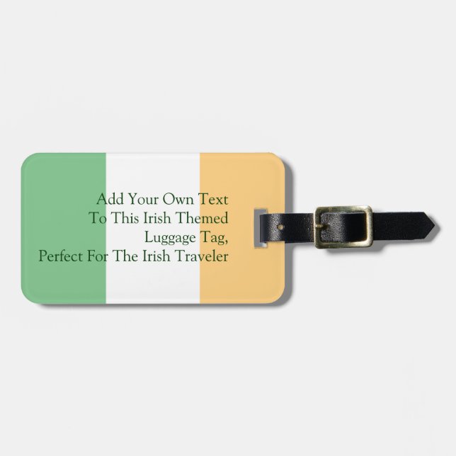 Irish Flag Customisable Luggage Tag (Front Horizontal)