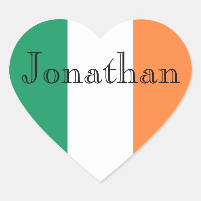 Irish Flag Customisable Name stkcnt Heart Sticker (Front)