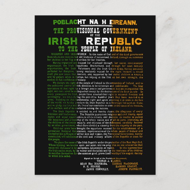 Irish Flag Easter Rising 1916 Proclamation Holiday Postcard (Front)