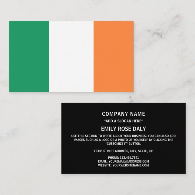 Irish Flag, Flag of Republic of Ireland Business Card (Front/Back)