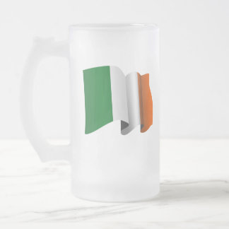 Irish Flag Frosted Glass Beer Mug
